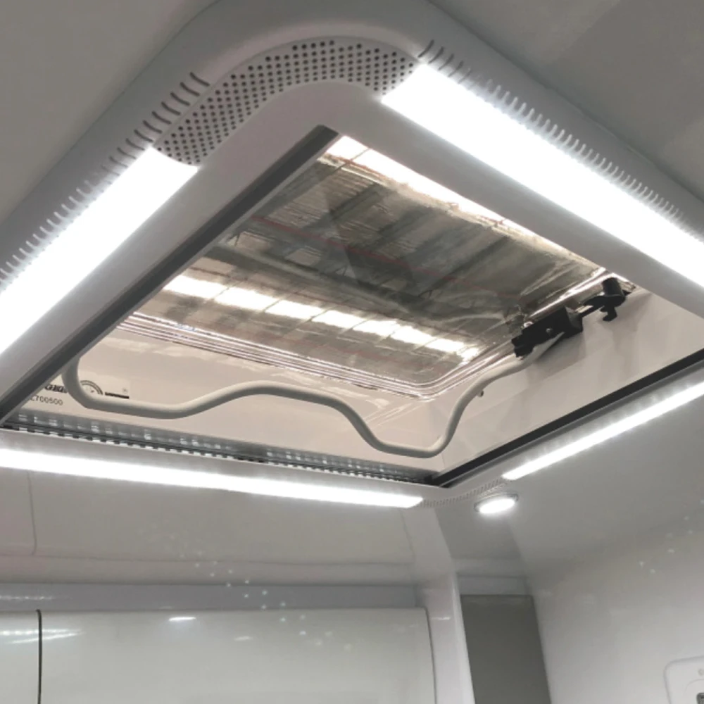 RSL700500V RV Skylight with LED Lights and Switch, Camper Van Roof Window with Blindsystem and Insect Screen