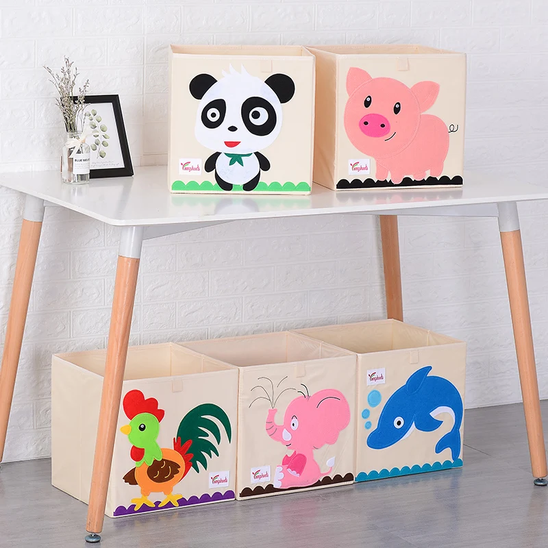 Amazon Hot Selling Custom Foldable Kid Shoes Drawer Boxes Animal Toy Storage Box Bins Clothes Storage Chest Organizer for Kids
