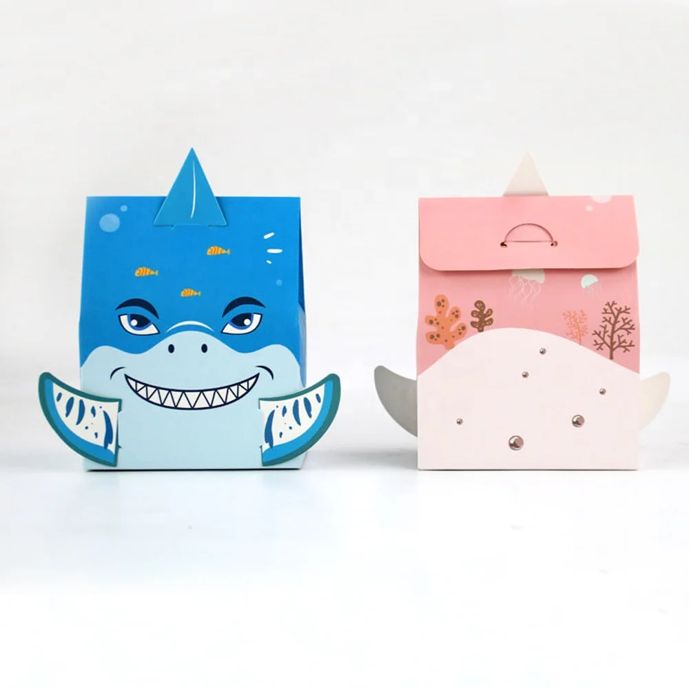 Cartoon Shark Paper Boxes Chocolate Candy Sweet Gift Box for Baby Shower Birthday Party Decor