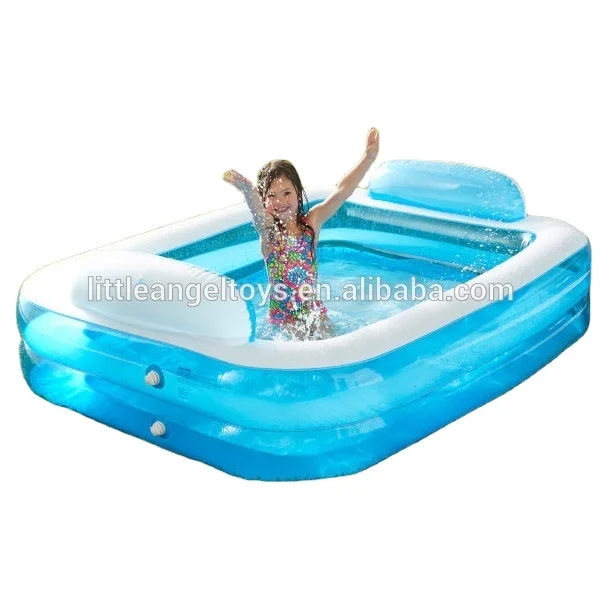 B02 Inflatable Two-ring giant Rectangular Swimming Pool with Rising Pillow for family use 4 people 4.2M long