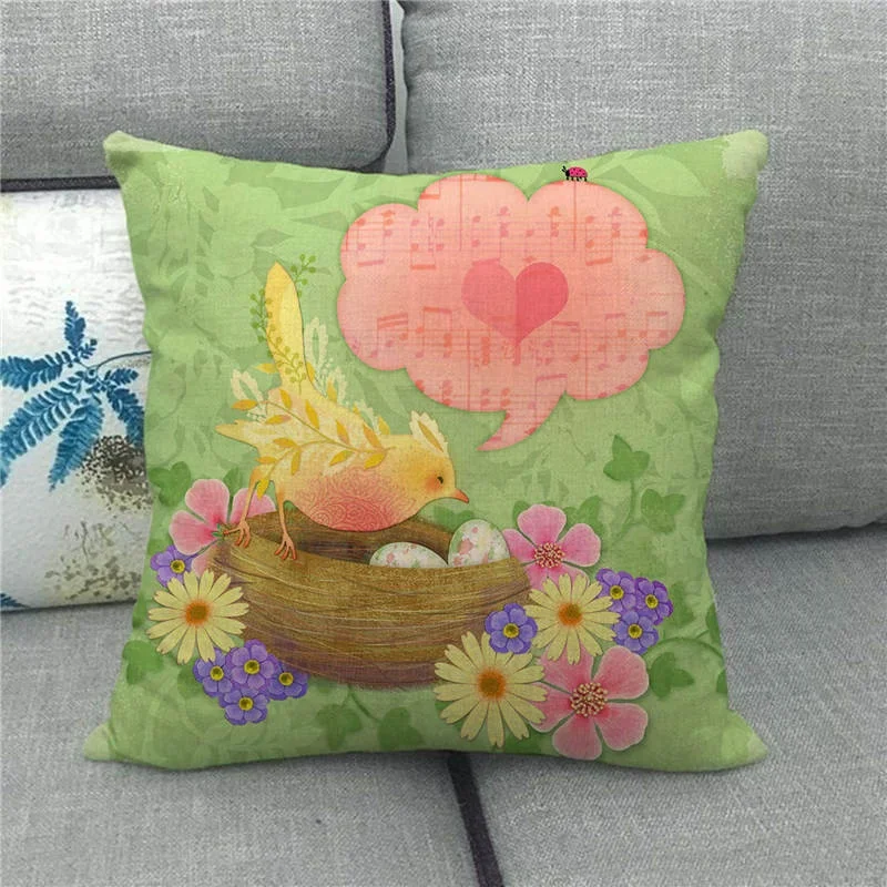 Amazon hot selling easter egg happy bunny linen pillow sofa cushion wholesale