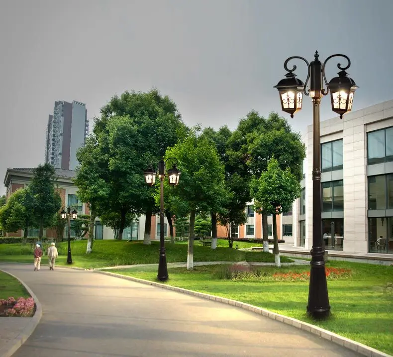 
Professional manufacture outdoor decorative antique cast iron street lamp post led garden pole light 