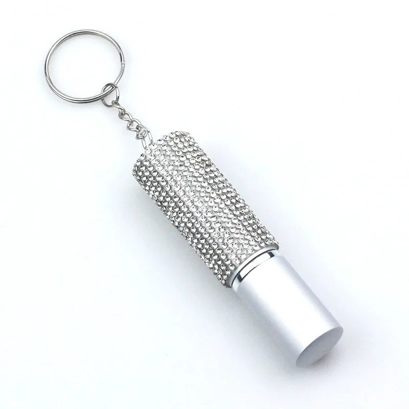 Portable Perfume keychain Diamond self defense keychain Rhinestone key chains Refillable Spray Atomizer perfume bottle keychain