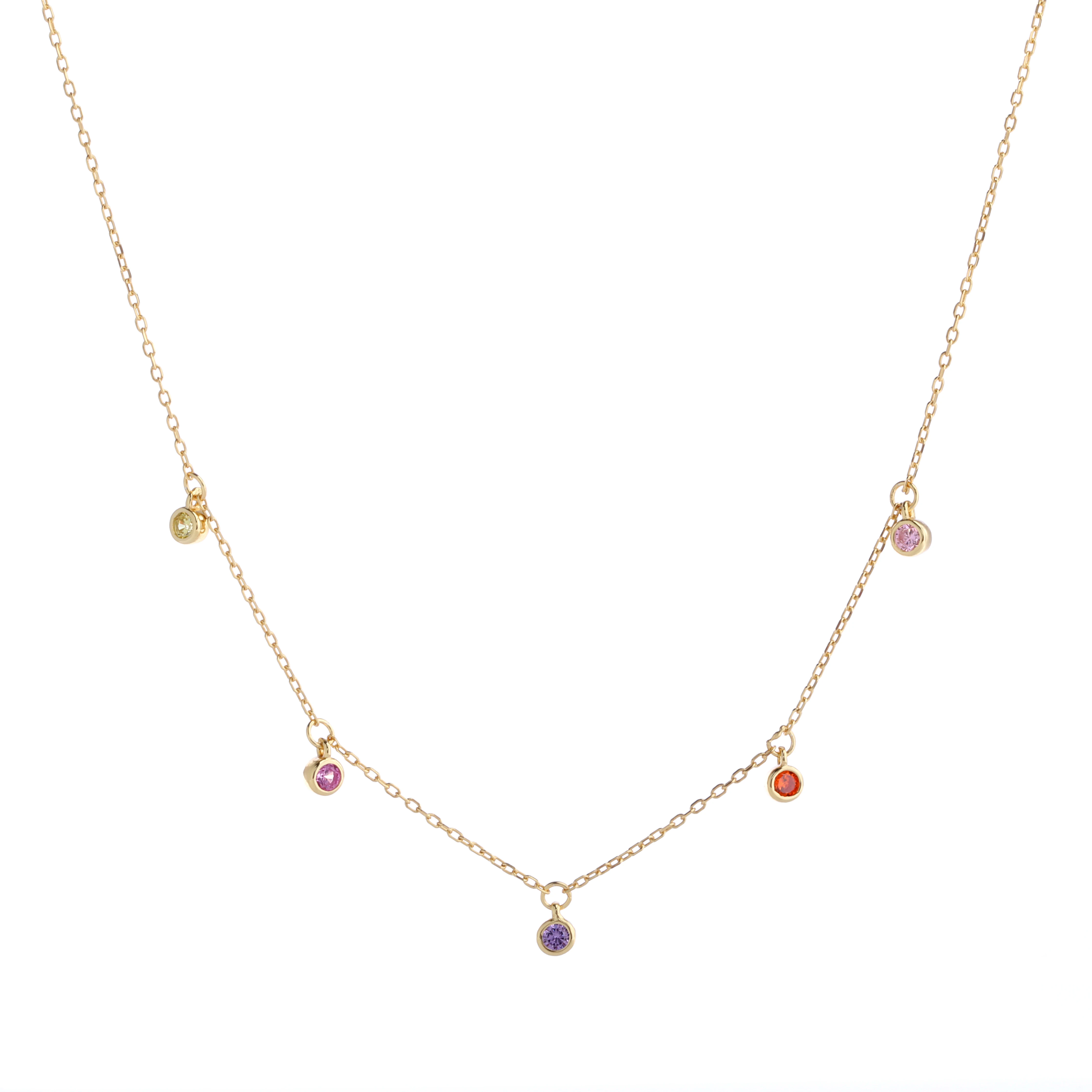 Minimalist Trending Drop CZ Necklace Silver 925 Gold Plated Colored Zircon Choker for Women Necklace Jewelry
