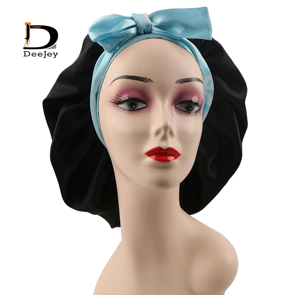 Двухслойная Мягкая атласная шляпа с логотипом на заказ, женская шелковая шляпа с регулируемым краем, шляпа для сна