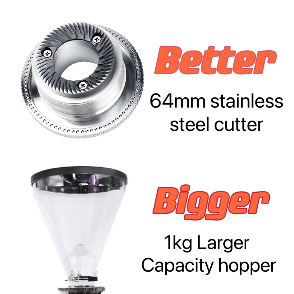 electric coffee grinder Commercial coffee grinder machine 64mm flat burrs for professional coffee shops with powder storage