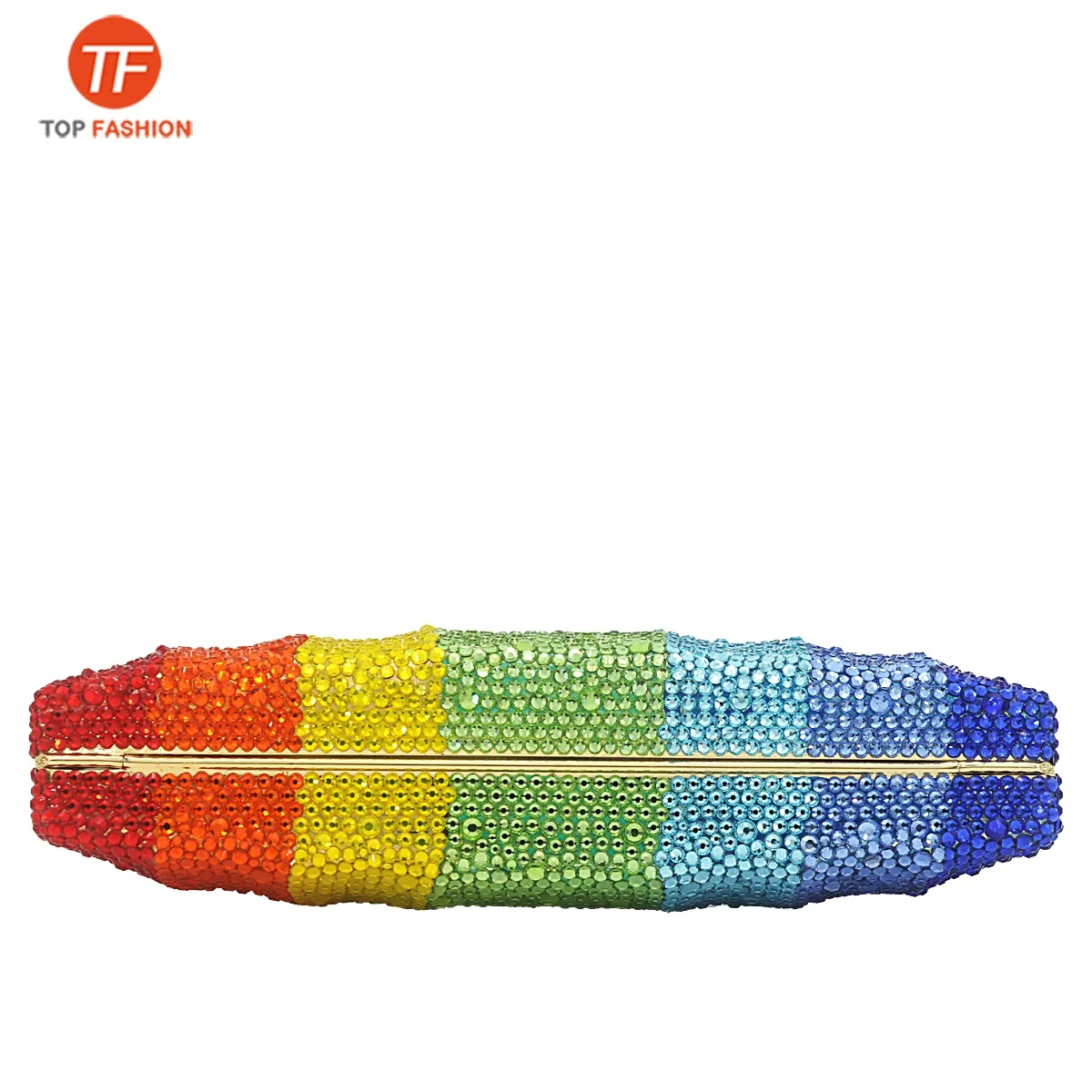 
Factory wholesales Rainbow Colorful Women Crystal Clutch Evening Bags Metal Box Wedding Diamond Bridal Purses 