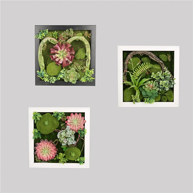 High Simulation Mini Frame Ornaments Artificial Plants Wall Frame Artificial Succulents Plants
