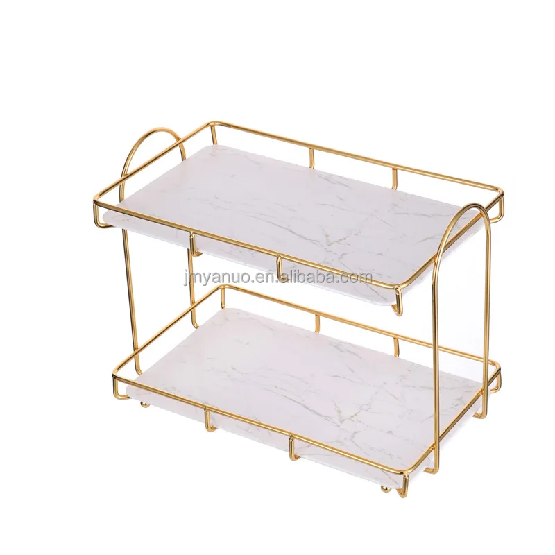 Bathroom Rectangle Rack 2 Tier Desktop Cosmetics Skin Care Products Shelf Makeup Brush Storage Box Display