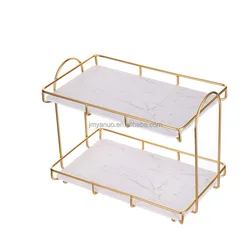 Bathroom Rectangle Rack 2 Tier Desktop Cosmetics Skin Care Products Shelf Makeup Brush Storage Box Display