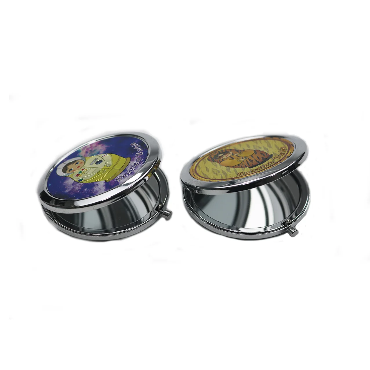 Russian  pocket mirror iron round shape souvenir tourism gift  Makeup Cosmetic for girls  double side Pocket Mirror