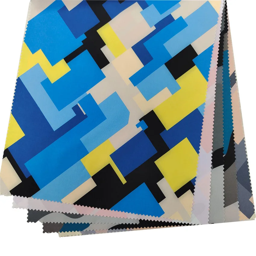 2023 new high quality digital printing custom pattern 75d 4 way stretch polyester spandex fabric for dress and beach shorts