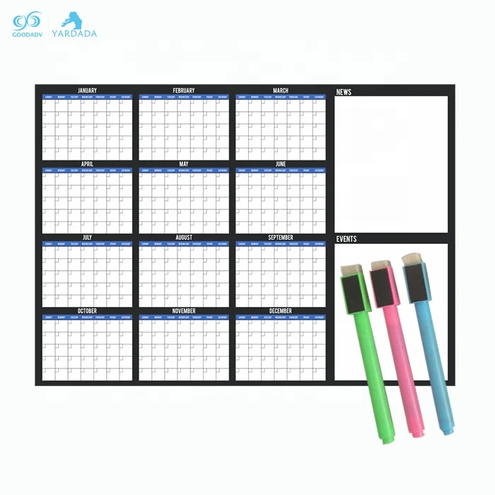 20 years factory suppliercustom big magnetic calendar planner whiteboard dry erase board magnet