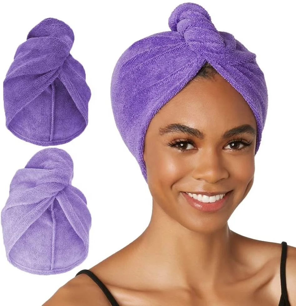Microfiber Hair Towel Wrap Super Absorbent Quick Dry Hair Turban for Drying Curly Long Thick Hair women