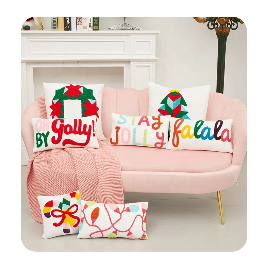 Christmas Pillow Covers Home Decor Embroidered Pillowcase Sofa Decorative Pillow Cases