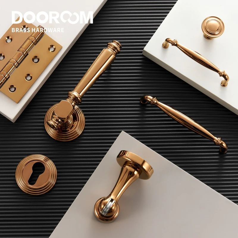 Латунные мебельные ручки Dooroom современные из розового золота для шкафа гардероба комода