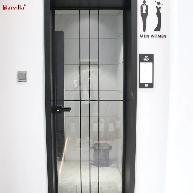 Powder Coating Aluminum Frame Glass Swing Door,Waterproof Tempered Glass Bathroom Door Malaysia Hot Sale