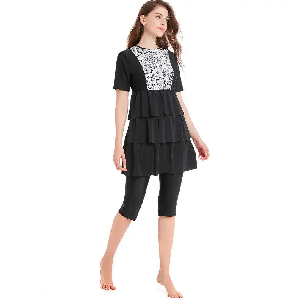 Black Swimming Suit For Muslim Fashion Swimwear Women Swimsuit Long Sleeve Arabic Turkey Pakistani Islamic Swim Wear