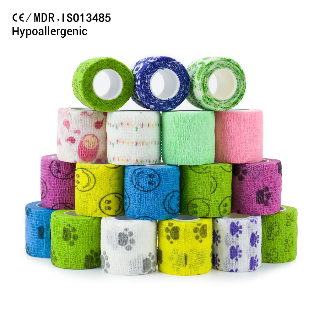 2024 China pet horse Self Adhesive Cohesive Bandage Blue 7.5cm Sport Support Wrap Roll Vet Wrap Roll medical Support Stretch tap