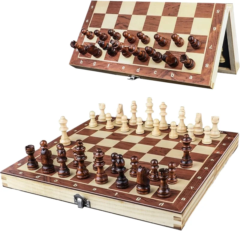 Wooden Chess Foldable Portable International chess Game for Kids