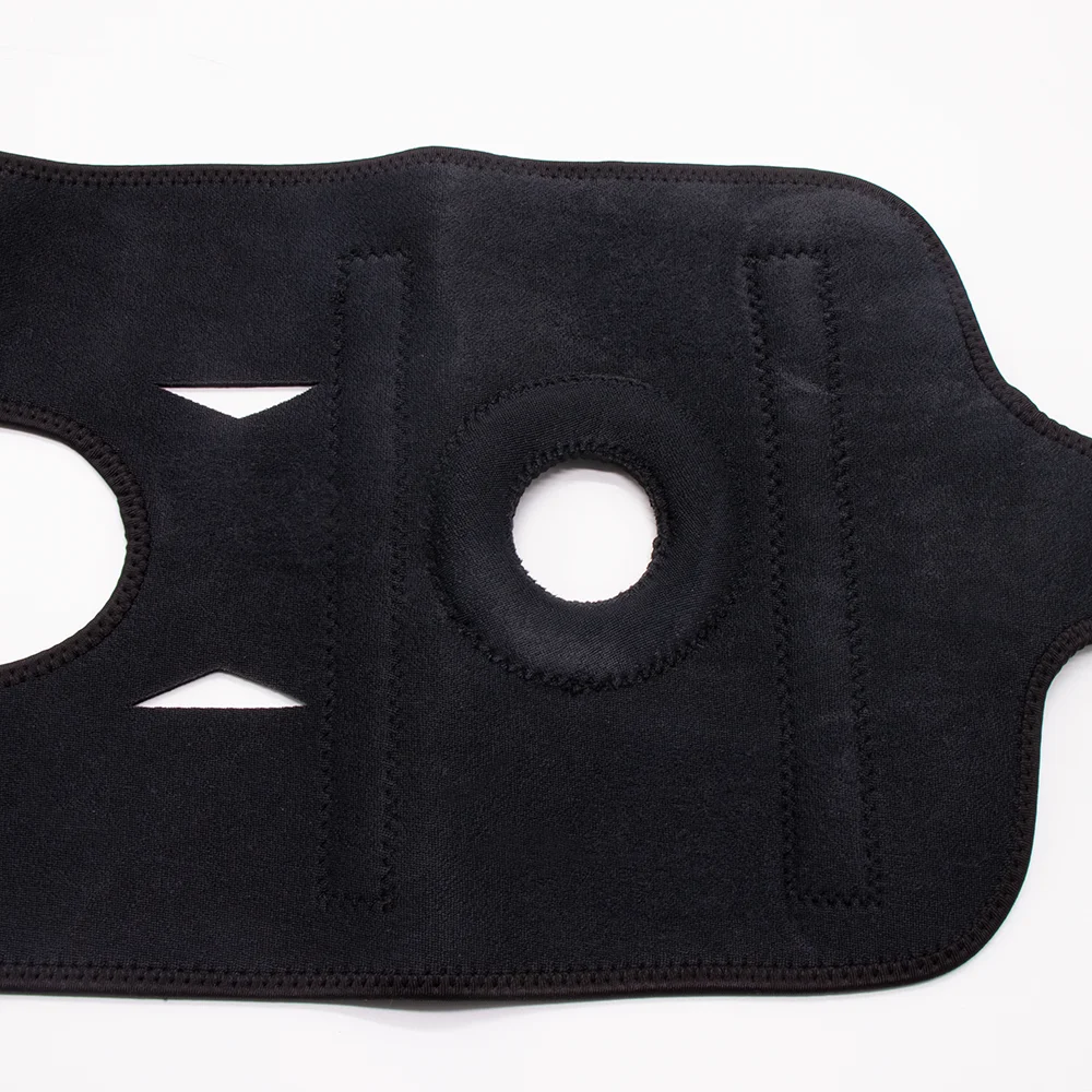 Black breathable adjustable neoprene sports open patella knee brace