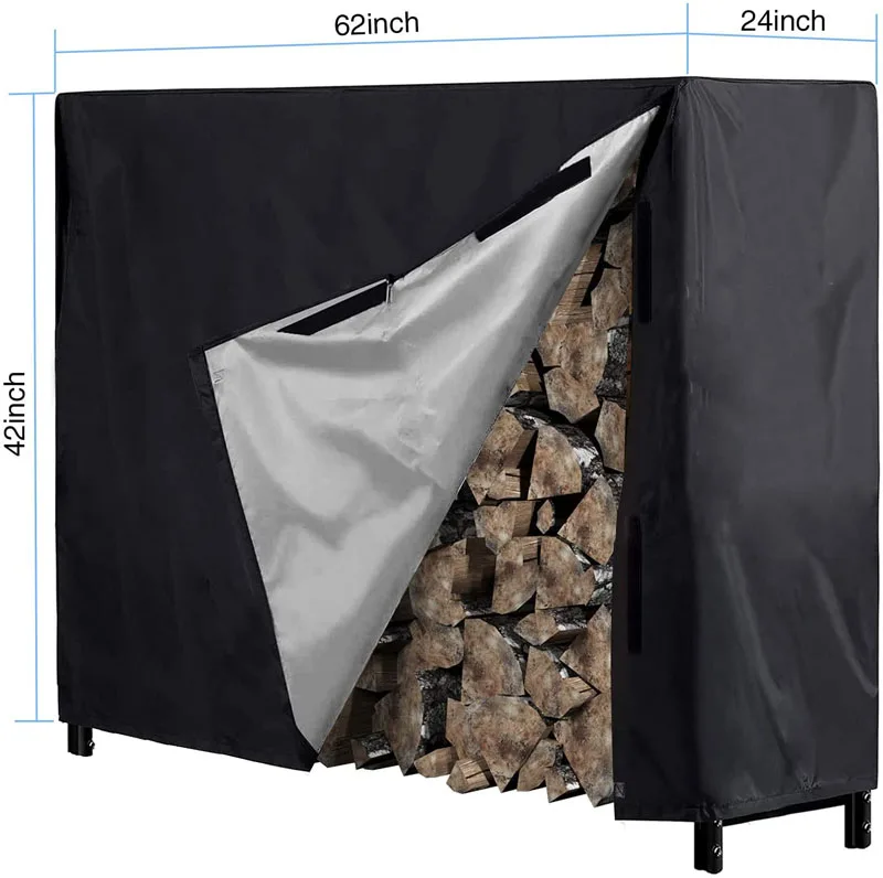 Heavy Duty Firewood Log Rack Cover 420D Oxford Waterproof All-Weather Outdoor Protection for Firewood Rack Cover