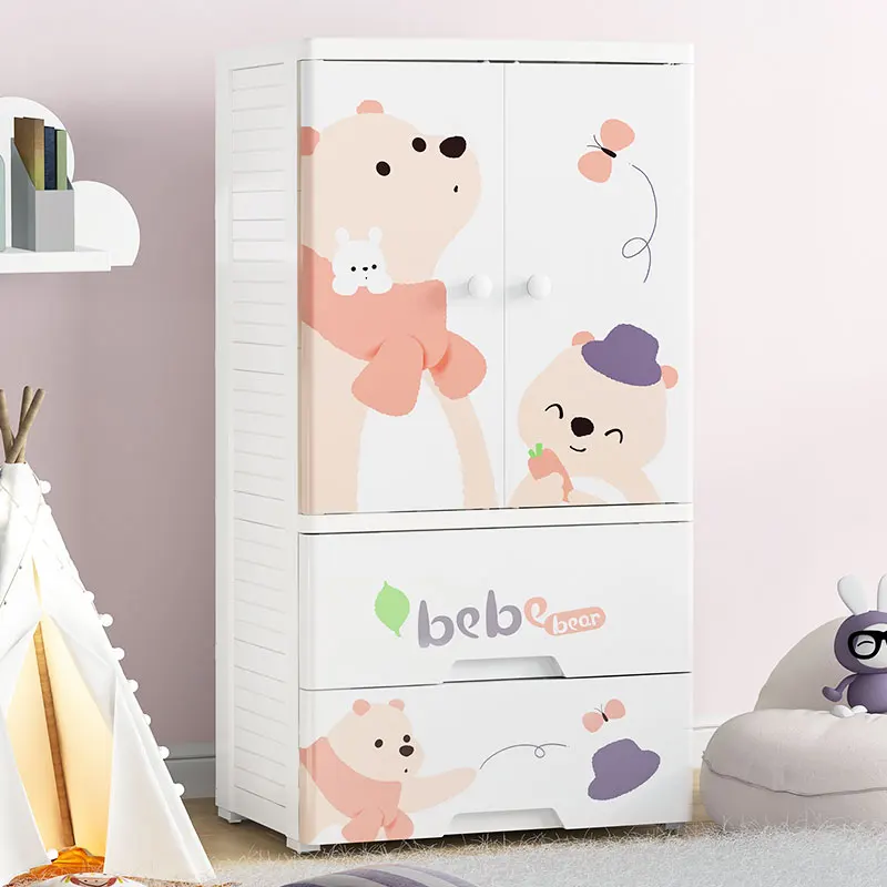 
Double opened door big drawer plastic cupboard organizer clothing cupboard 