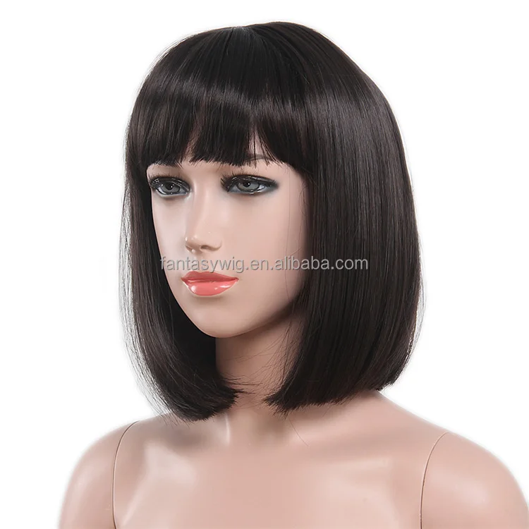 Dark Brown Straight Short Haircut Bob Style Children Girl Wig With Wig Cap