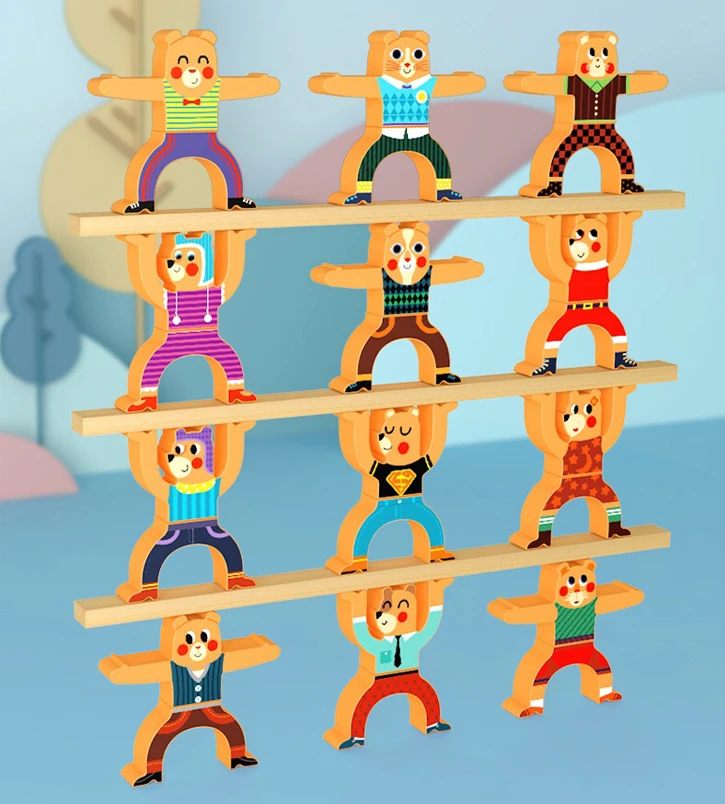 Educational Baby Toy Building Block For Kids Magnetic Wooden Balancing Block Stacking Games