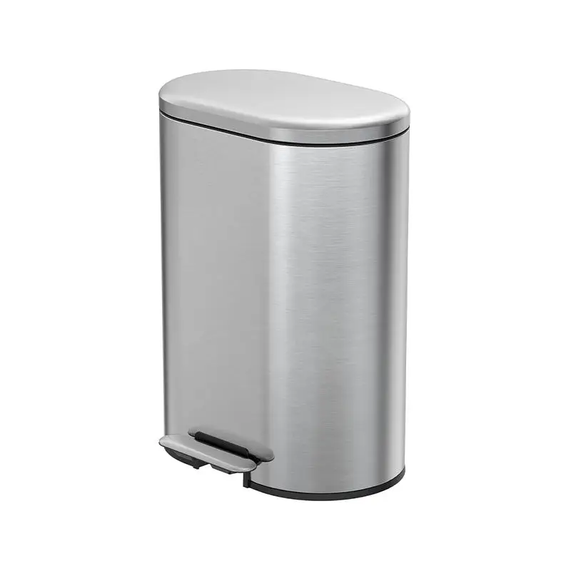 stylish household bathroom kitchen trash bin waste bin Stainless Steel big capacity rolling cover type pedal trash can