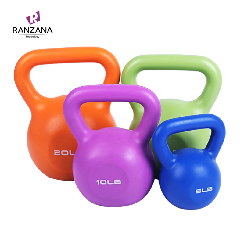 Weight Lifting Colorful PP Plastic Cement Sand Filling Kettlebel Fitness Equipment Plastic Sand Kettl