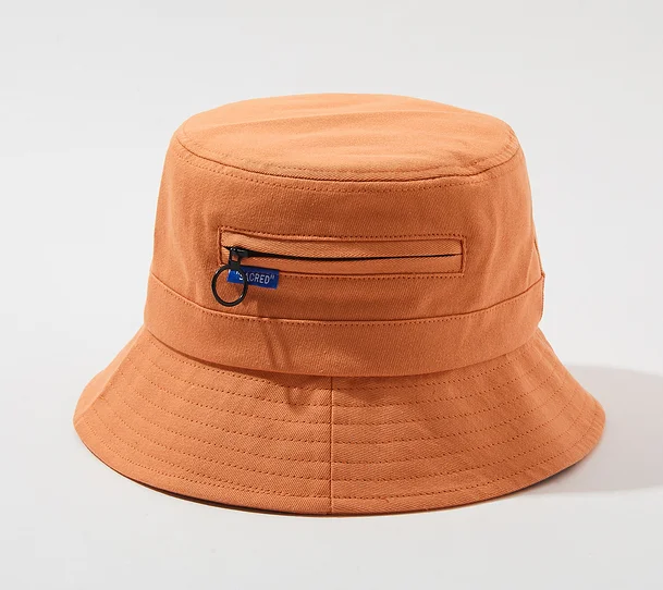 Accept Label Tag Custom Bucket Hat with Zipper Pocket