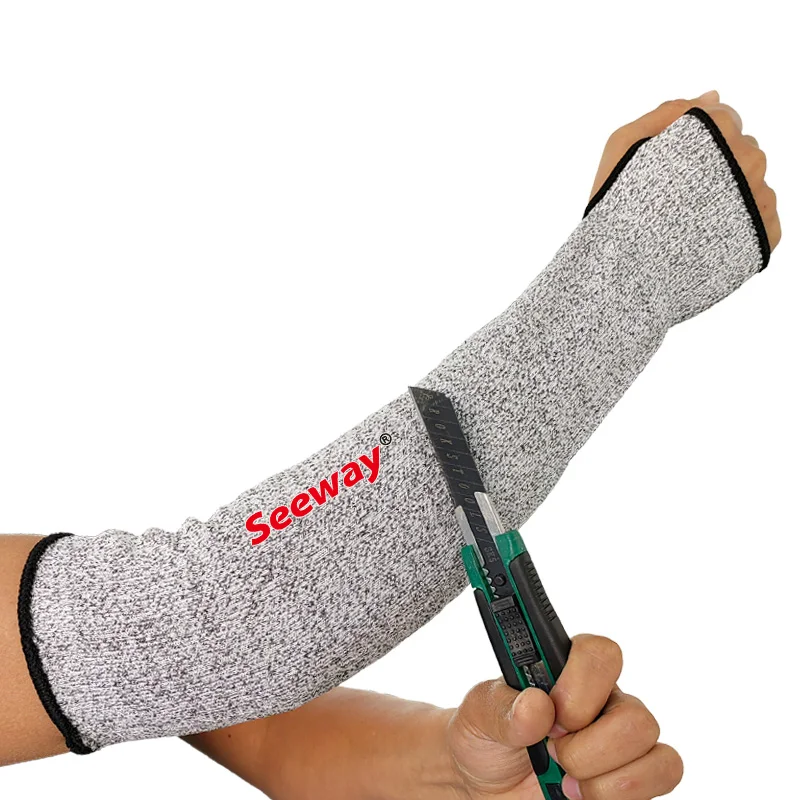 Seeway ANSI Level 3 HPPE Cut-Resistant Sleeves arm protection with or without a thumb hole
