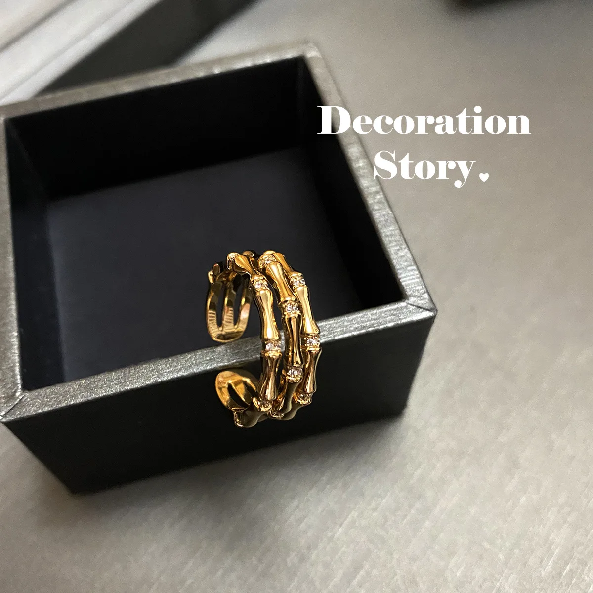 Barlaycs 2022 fashion trend tough bamboo ring 18k gold plated exquisite simple ins wind finger ring