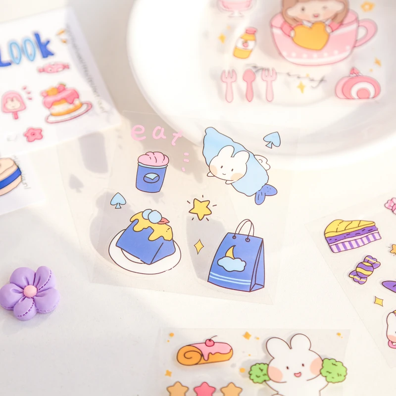 100Pcs Diary Sticker Scrapbooking Sweet Tea Diary  Planner Japanese Junk Journal Kawaii Decorative Stationery Craft Sticker