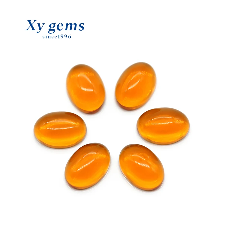 xygems wholesale loose gemstones 7x9mm oval shape cabochon flat bottom jade glass stone