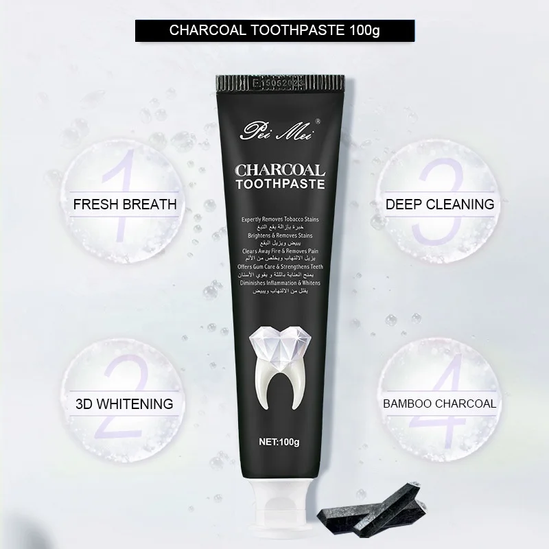 
Charcoal & Organic Coconut Oil Teeth WHITENING Toothpaste Black Tooth Paste 