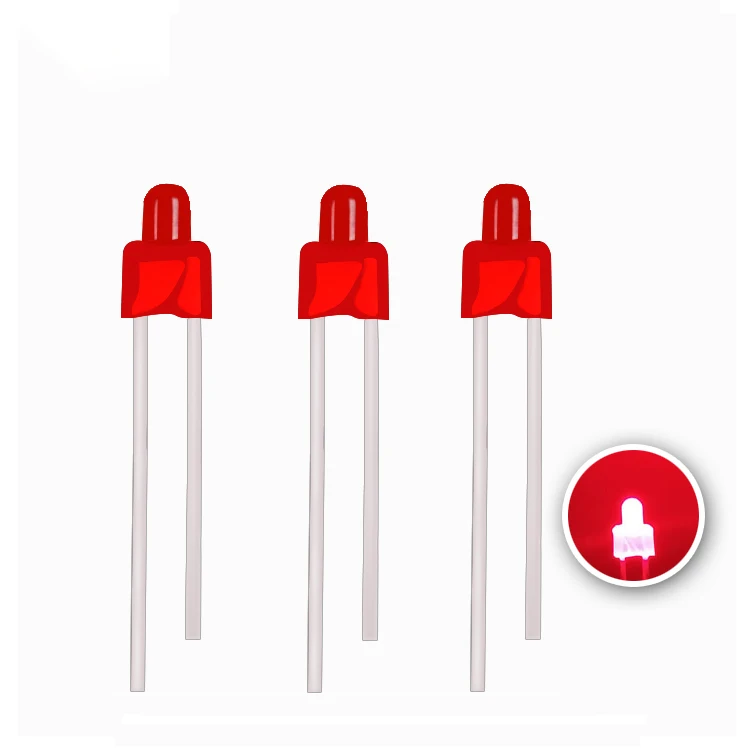 
H-Bright hot selling high brightness 2mm tower shape red diffused long pin led diode dip led 