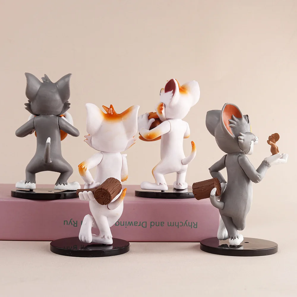 Cat Tom and Mouse Jerry Cute Cartoon Anime Figures Cake Topper Pvc Toys Figurine Doll For Kids Birthday Party Ornament