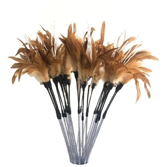 Factory wholesale Bell feather pet cat teaser stick colorful interactive cat fishing rod toy