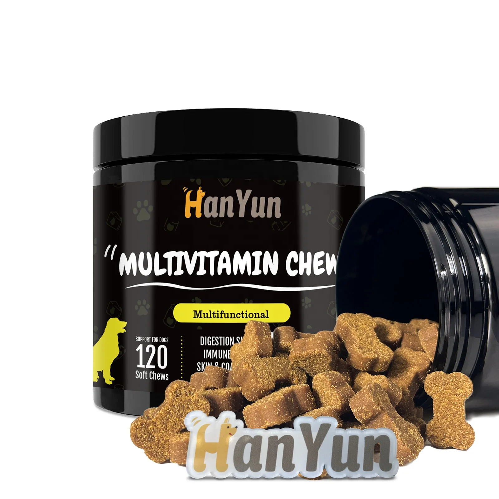 Multivitamin Chews For Dogs - Essential Dog Supplements & Vitamins - Glucosamine Chondroitin Probiotics Omega Fish Oil for Dogs