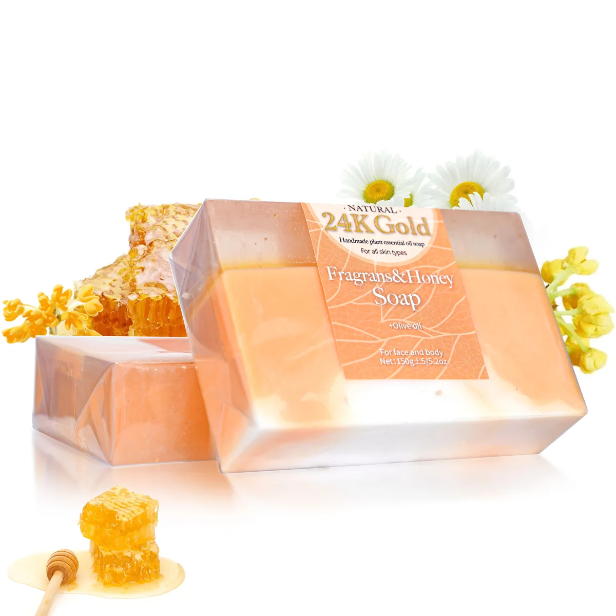 24K Gold Osmanthus Face Wash Soap Whitening Body Soap with Coconut Fragrance Herbal and Fruit Ingredients for Adults