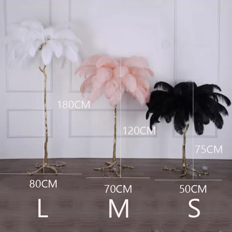 
Decoration Romantic Atmosphere Nordic Flamingo Ostrich Feather Resin Floor Lamp Led Standing Lamp 