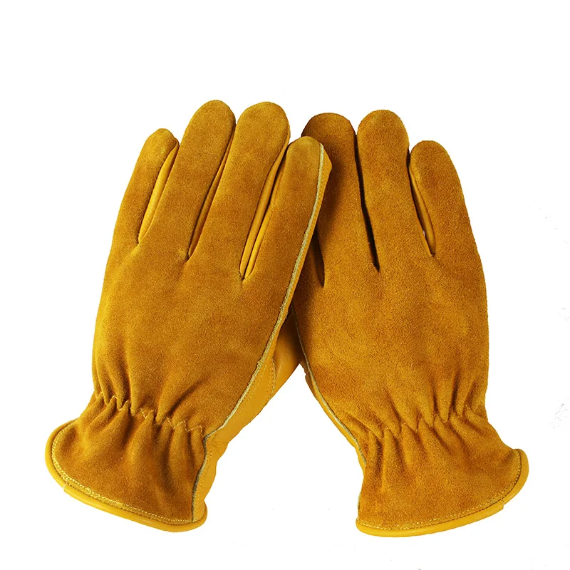 Outdoor Camping Picnic Cow Leather Heat insulation anti-skid Labor Wear-resistant Work Gloves