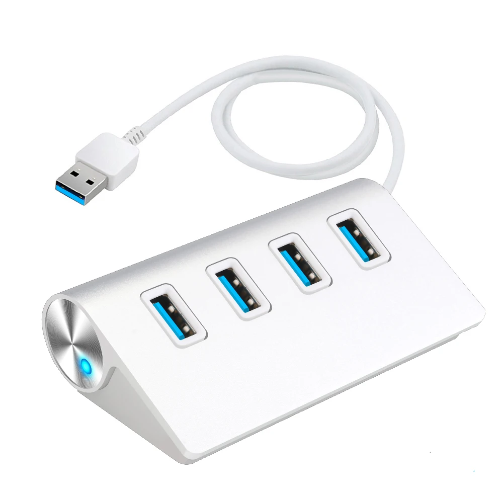 Оптовая продажа Высокоскоростной Алюминиевый usb 3 0 4-портовый концентратор адаптер со светодиодным индикатором