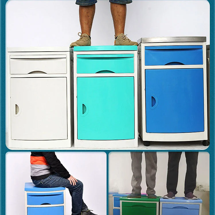 Factory price hospital Furniture abs design medical plastic bedside bed side storage lockers cabinets
