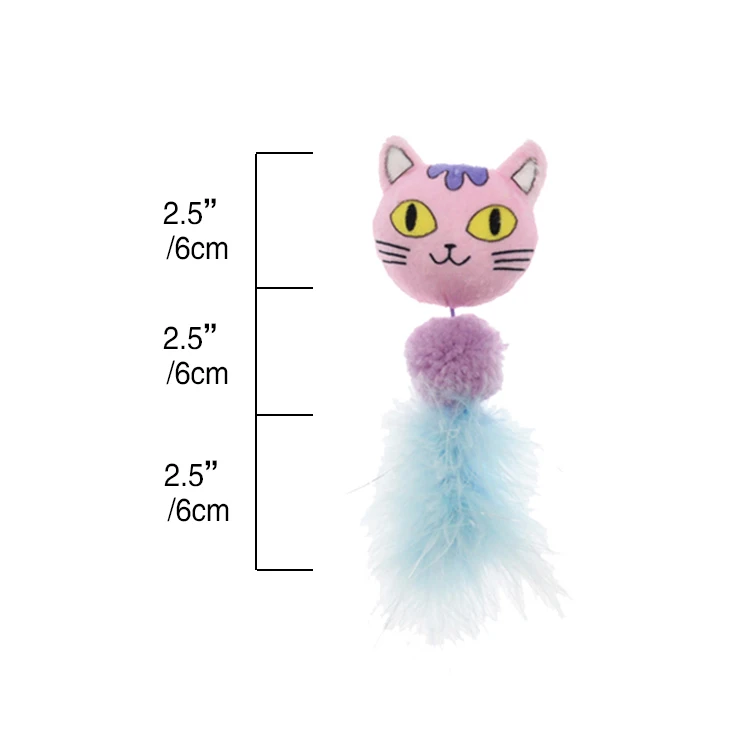 
Feather Tail 3 Color Teasing Cat Heads Factory Direct Price Design Cat Toy 