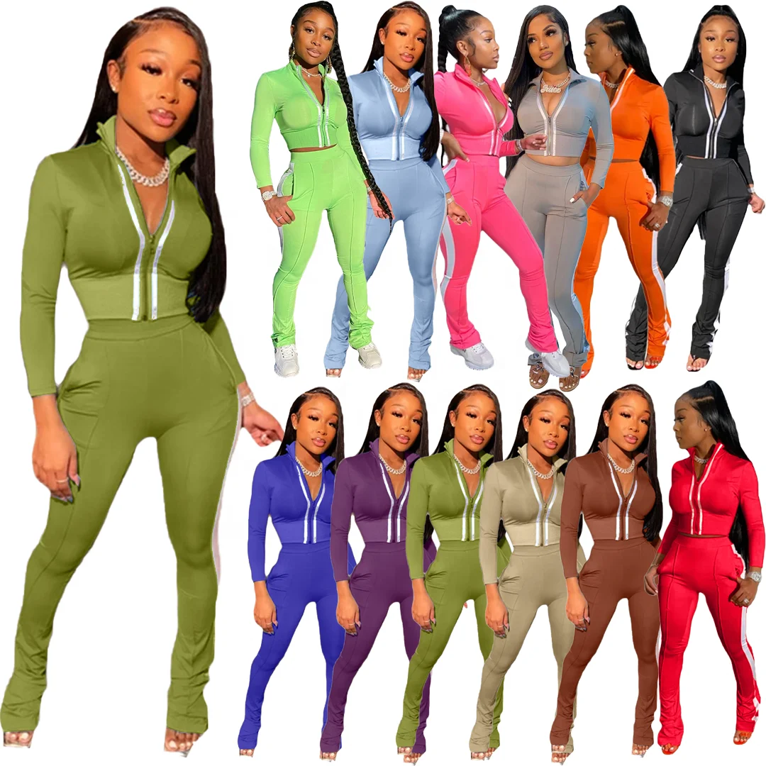custom logo tracksuit ladies tracksuit set two piece tracksuit women 2pcs set women