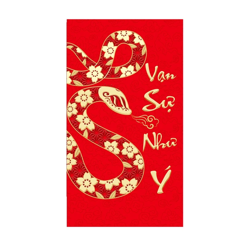 2025 Chinese New Year Gold Foil Lucky Money Red Packet Snake Cartoon Envelope With Custom Your Own Logo