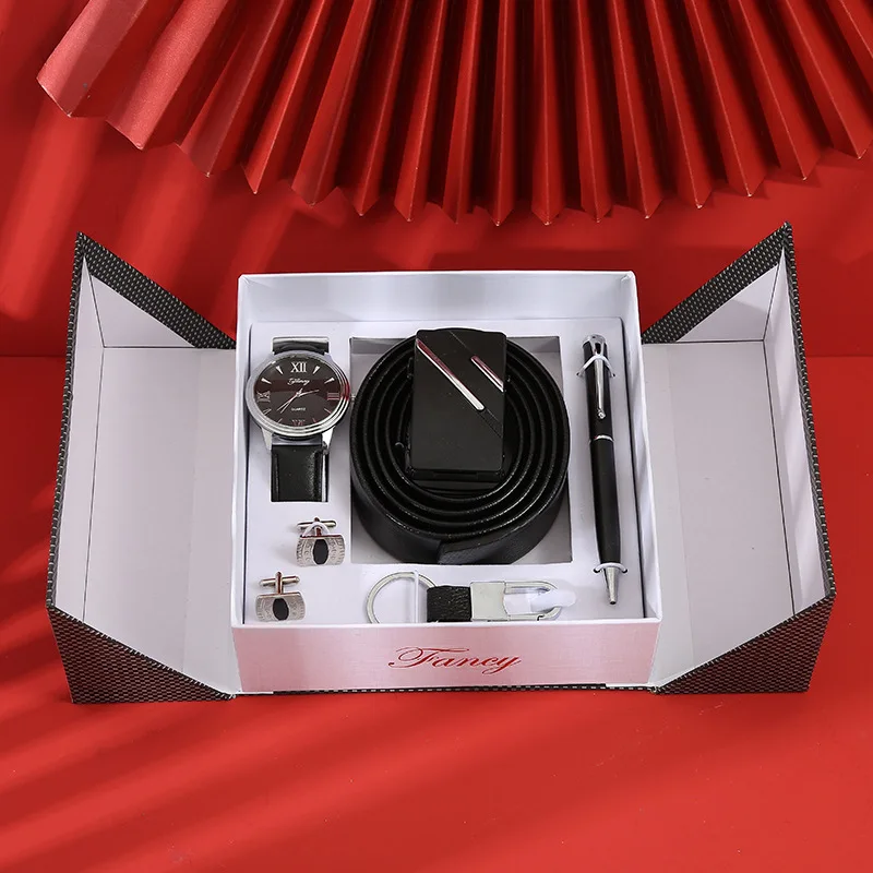 Wholesale exquisite quality birthday father gift watch set men keychain pen oem luxury watch